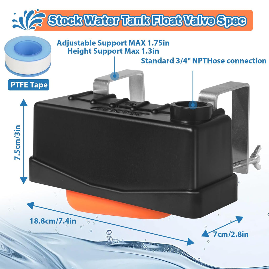 Water Trough Float Valve Livestock Stock Tank Float Valve for Water Tank of Pond Farm Livestock Cattle Goat Horse Pool,2PCS Automatic Control Waterer Level