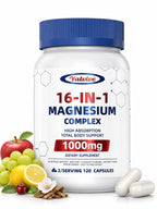 1000mg Magnesium Complex for Women & Men, 16 in 1 High Absorption | Glycinate, Citrate, Malate, Taurate | Sleep, Nerve, Heart, Bone, Muscle & Energy | Non-GMO, Gluten-Free, 120 Capsules