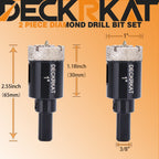 1 Inch Diamond Hole-Saw Bits with Pilot Drill Bit - 2pc 1" Diamond Tipped Tile Hole Saws with Guiding Bit Accurate Drilling for Porcelain Tile Ceramic Pottery Granite Stone Glass Bottles 25mm