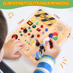 Iabedi Busy Board,Montessori Toys for 1-3 Years Old, Wooden Toddler Toys, Autism Sensory Travel Toy, Ideal Gift for 1+ Year Old Boys (Busy Board v4)