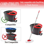 Fazlynyi Spin Mop Replacement Head Mop Replace Head Compatible with O Cedar EasyWring Spin Mop - 4 O-Ceda Mop Refills、30-58in Mop Handle and 1 Mop Base Combo Set, 2white