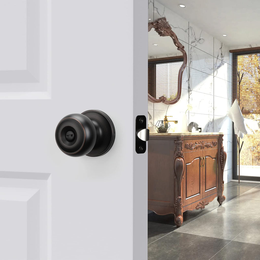 Haidms 6 Pack Oil Rubbed Bronze Door Knobs Interior, Bronze Privacy Interior Door Knobs for Bedroom or Bathroom Classic Round Doorknobs Hardware