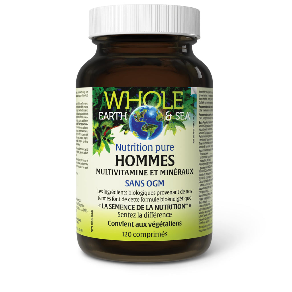 Natural Factors Whole Earth & Sea Men's Multivitamin & Mineral - Daily Health Supplement for Men Under 50 - Vegan, Non-GMO & Gluten-Free - 120 Tablets (60 Servings)