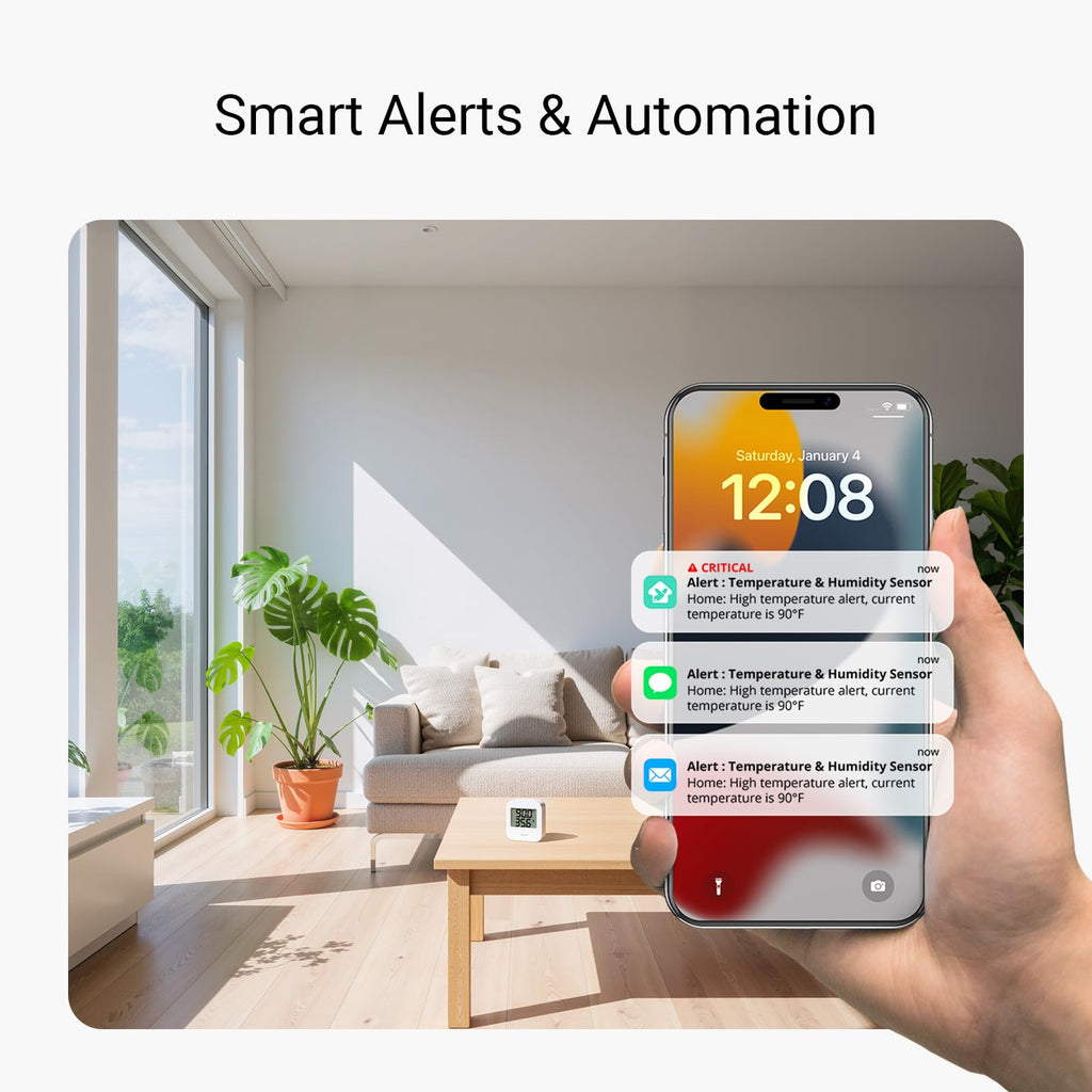 YoLink Smart Temp & Humidity Sensor, LoRa Long Range, 2 Year Battery, Indoor Monitoring for Wine Cellar, Bedroom, Nursery, Greenhouse, RV, with App, Email & SMS Alerts, Alexa IFTTT, 2 Pack + Hub