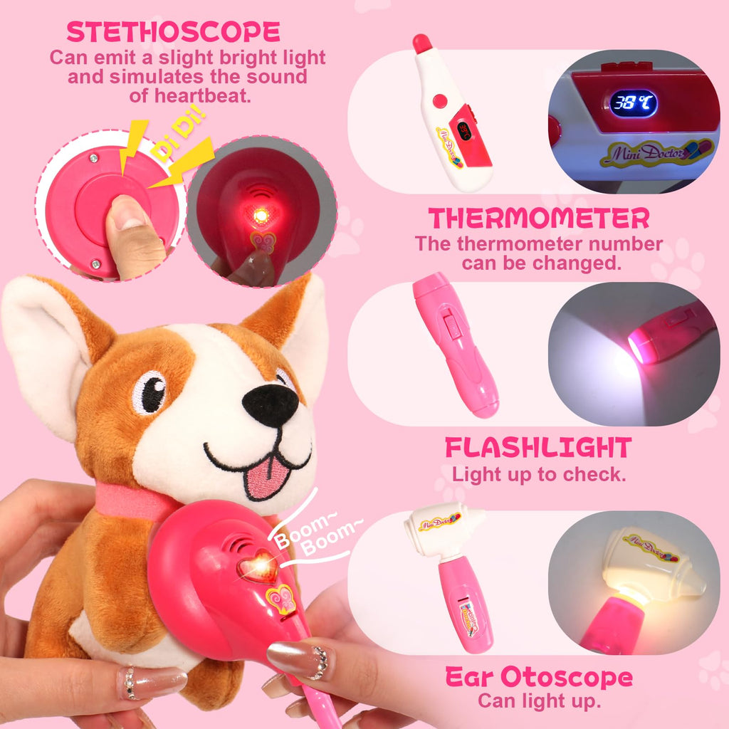 Kids Doctors Play Set Pretend Dress Up Costume for 2+ Year Olds Girls