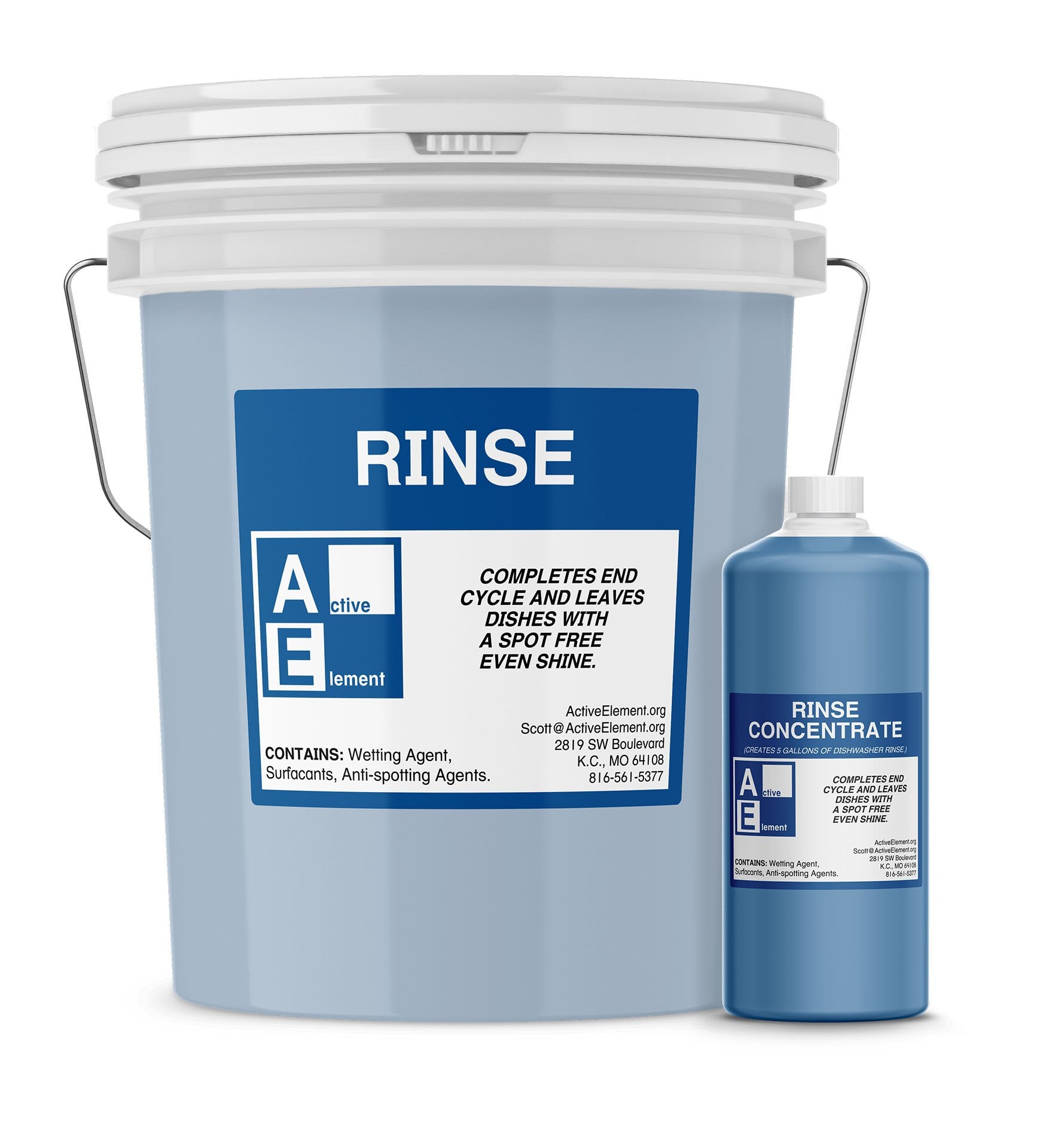 Active Element Commercial Dishwasher Rinse - Makes One 5-gallon pail - For High Temperature and Low Temp Dishwasher Machine - Commercial Strength