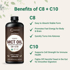MCT Oil Organic, 32 fl oz |100% Virgin Coconut with C8 + C10 Fatty Acids | Great for Coffee or Dressings | Unflavored, Keto, Vegan