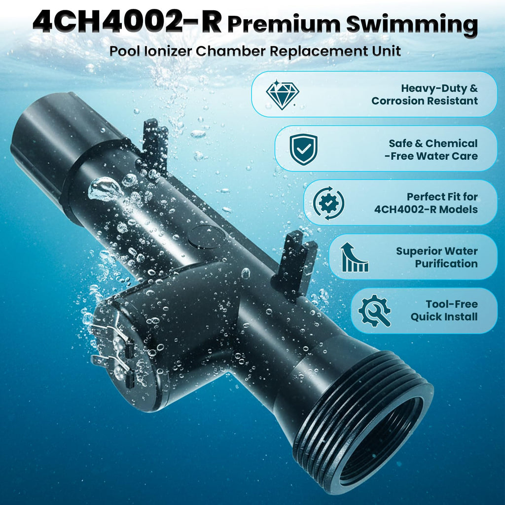 NLCCLTQ Upgraded Solar Pool Ionizer for Above Ground 4CH4002-R System Lonizer Copper Solor Powered Supplies Cleaner Main Access Power Swimming Chamber Replacement Ionization Controller Treatment