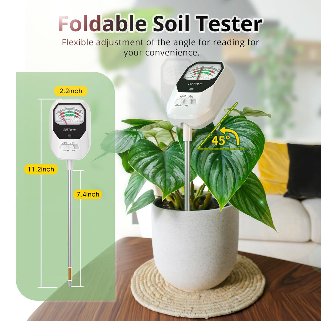 Buladeke 4-in-1 Soil Moisture Meter Soil Moisture/Fertility/PH Meter/Sunlight Intensity Soil Test Meter for Gardening, Farming and Outdoor Plants