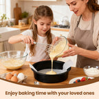 tutikuki 9 Inch Cake Pan Set of 2 - Nonstick Carbon Steel Round Cake Baking Pans with Parchment Paper, Dishwasher Safe, Durable for Large Layer Cakes, Birthday & Christmas Baking