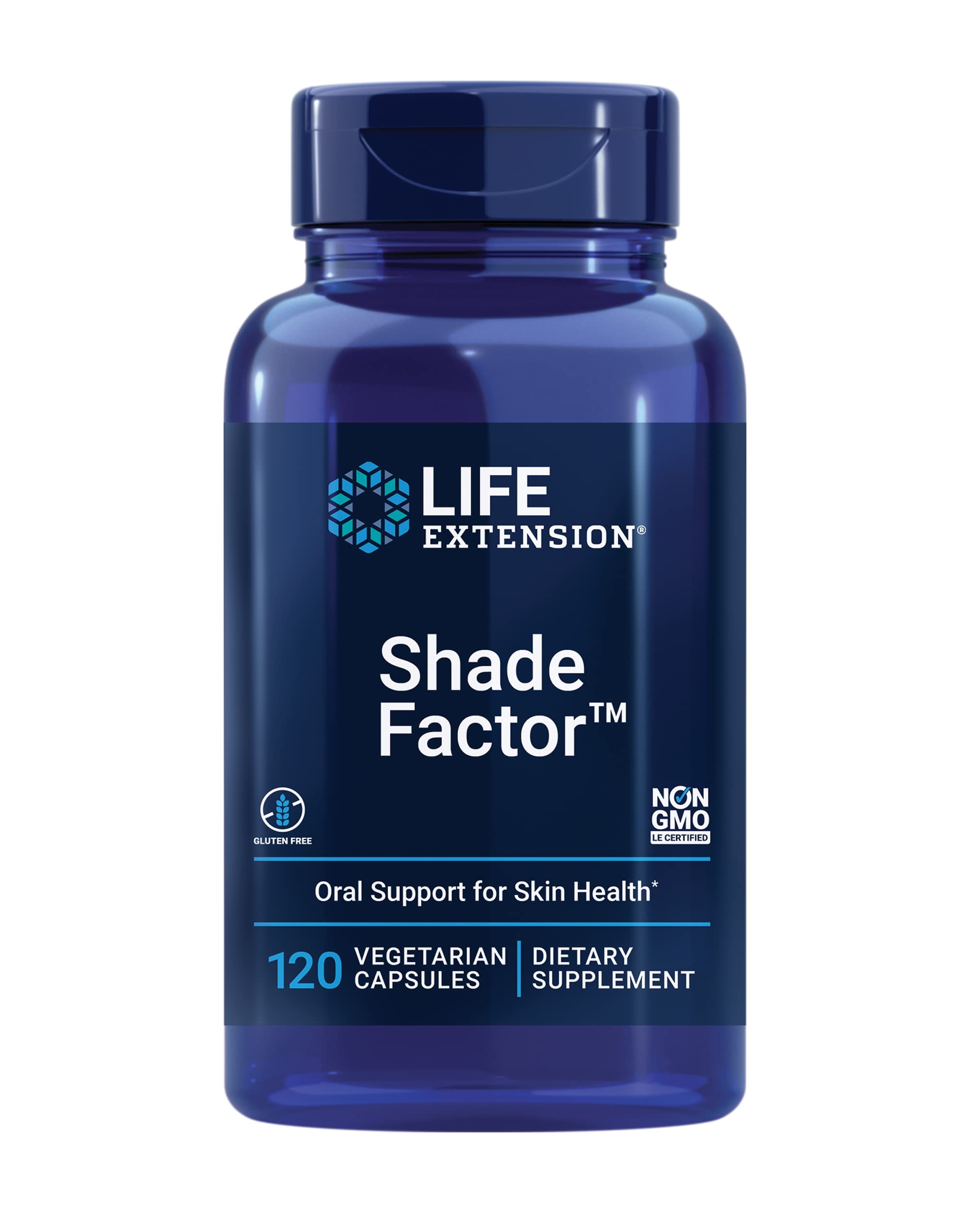 Life Extension Shade Factor, Safeguard Your Skin from the Inside Out, Gluten-Free, Non-GMO, Vegetarian, 120 Capsules