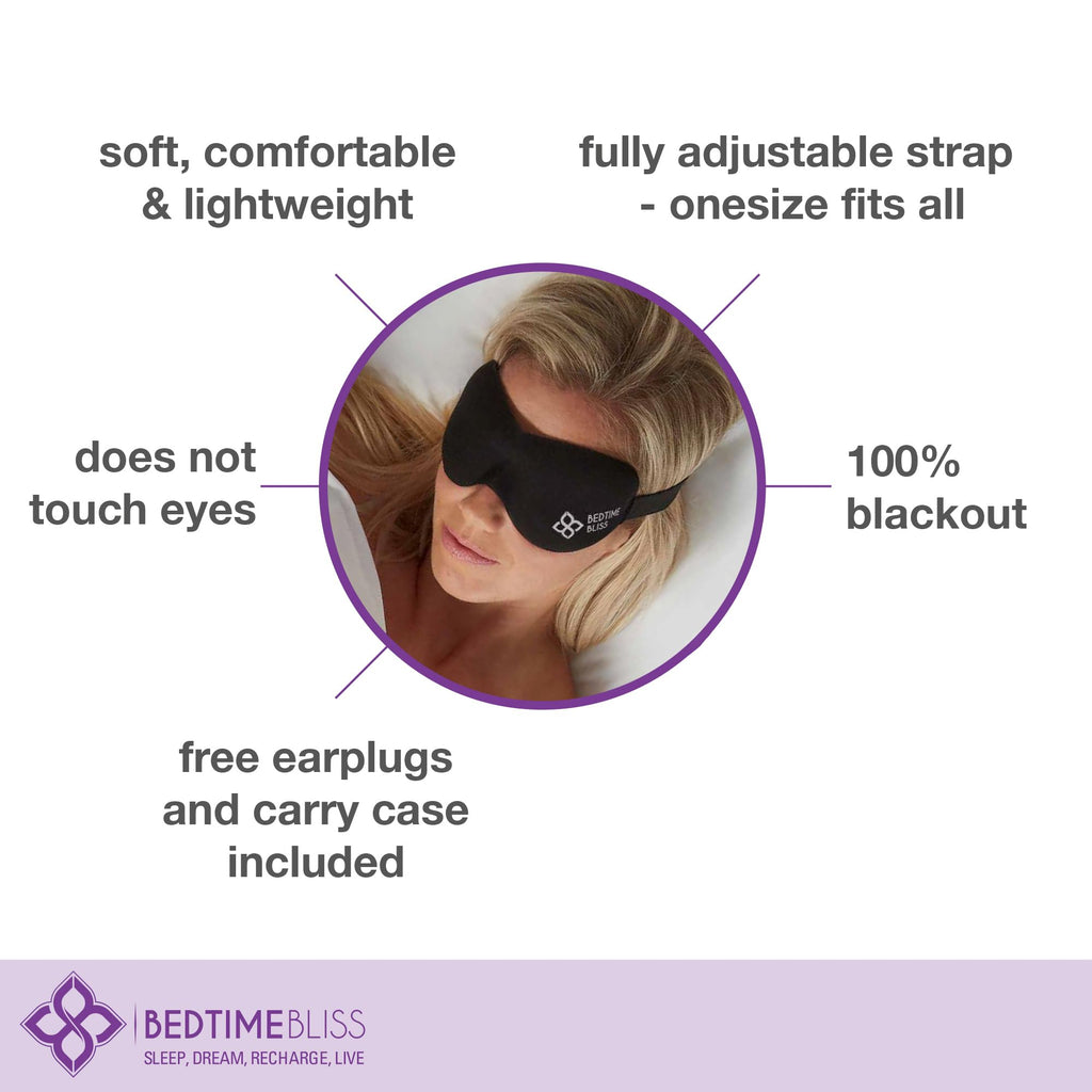 Eye Mask for Sleeping | Sleep Mask Men/Women Better Than Silk Our Luxury Blackout Contoured Eye Masks are Comfortable - This Sleeping mask Set Includes Carry Pouch and Ear Plugs (Lavender)