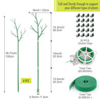 6 Pack Plant Support Stakes for Indoor Plants, 39.37 Inch Tall Twig Plant Sticks with Orchid Clips Twist Ties and Plant Ties for House Potted Monstera Plants Support, Green
