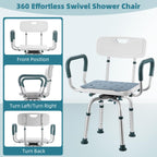 Swivel Shower Chair with Arms and Back, 400 lbs Heavy Duty Shower Seat for Inside Shower Stall and Bathtub, Height Adjustable Safety Bath Seat for Elderly, Adults, Handicap and Disabled