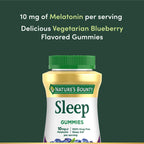 Nature's Bounty 10 mg Melatonin Gummy, 100% Drug Free Sleep Supplement, 10 mg, Blueberry, 140 Ct (Pack of 2)