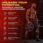 ZyterX Creatine Monohydrate Gummies for Men & Women, 9000MG Creatine Gummies Sugar Free with L-Taurine, BCAA 2:1, B12 B6 for Boost Strength, Focus & Endurance, Vegan, Non-GMO, Strawberry, 120pcs