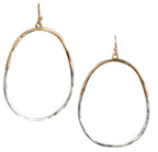 SPUNKYsoul Willow Two Tone Oval Hoop Earrings for Women, Gold Silver Dangle