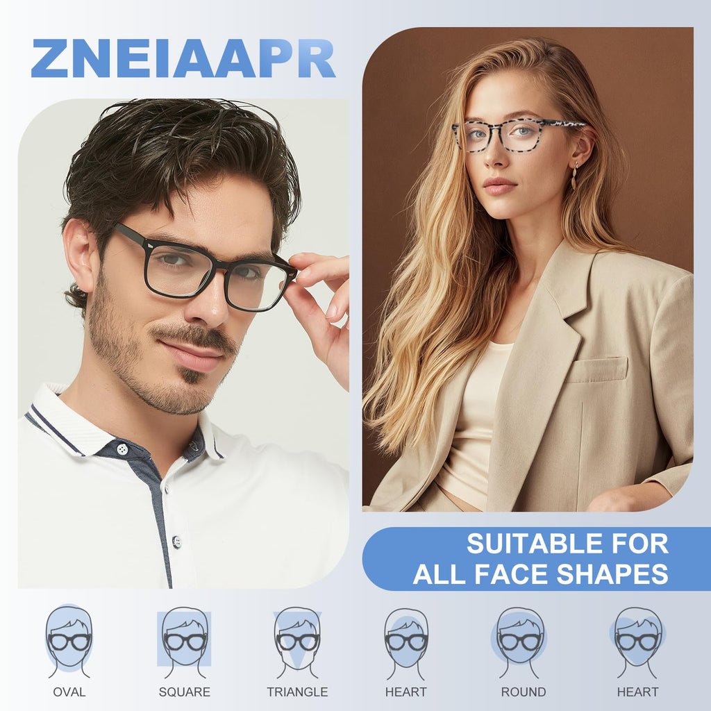 ZNEIAAPR Nearsighted Myopia Glasses for Men Women, Blue Light Shortsighted Distance Glasses with TR90 Frame Spring Hinge (NOT READING GLASSES),-0.50x/Tortoise