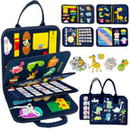 Qizfun Busy Board Book Montessori Toys for 1 2 3 4 Year Old, Boy Birthday Gifts, Educational Sensory Learning Toys for Toddlers 1-3, Car Airplane Travel Activities for Kids Ages 2-4 Year Old