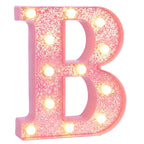 EUFONY Pink Marquee Light Up Letters, Glitter Alphabet LED Letter Lights for Pink Birthday Party Decorations, Battery Operated Letter Sign for Girls Room Vanity Table Decor, Warm White Lights Letter B
