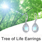 Odinstone Sterling Silver Earrings Tree of Life Moonstone Earring for Women
