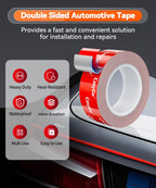 Cosygo Double Sided Tape Heavy Duty, 15FT Outdoor Heat Resistant Automotive Waterproof Mounting Tape, 1.2In Width Super Strong Adhesion Foam Tape