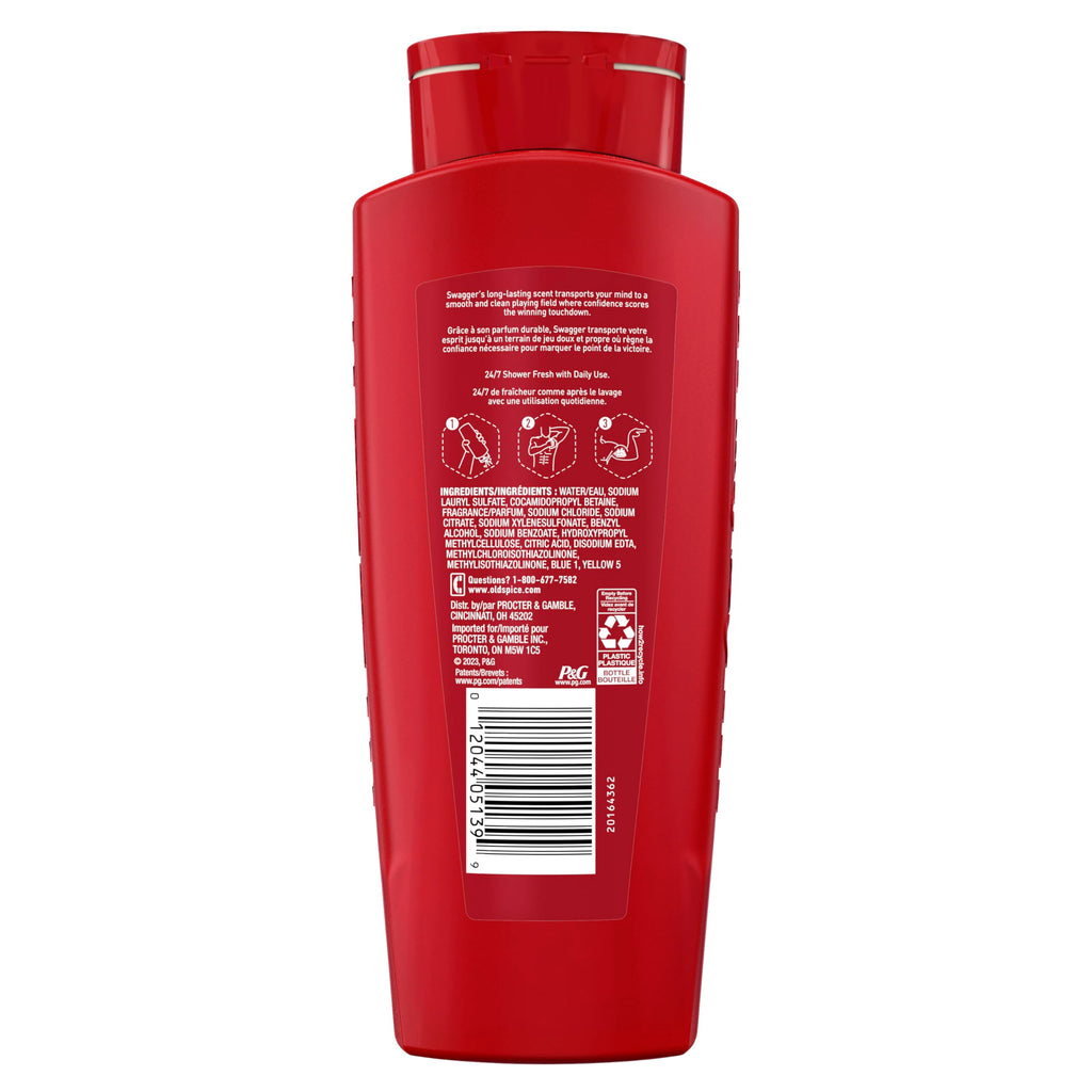Old Spice Body Wash for Men, Long-Lasting Swagger Scent, 24 fl oz Pack of 2