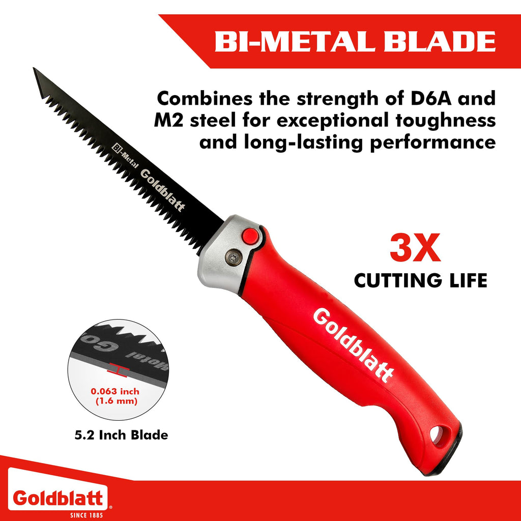 Goldblatt Folding Drywall Saw, Jab Saw, Hand Saws with Soft Grip Handle, Sheetrock Saws for Wallboard, Drywall, Plywood and PVC
