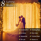 Soagrc 200 LED Warm White Curtain Fairy Lights 9.8x6.6FT Plug in