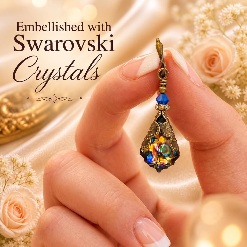 HisJewelsCreations Peacock Dangle Earrings adorned with Swarovski® Crystals