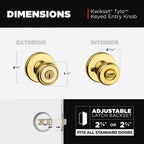 Kwikset Tylo Entry Door Knob with Lock and Key, Secure Keyed Handle Exterior, Front Entrance and Bedroom, Polished Brass, Pick Resistant SmartKey Rekey Security