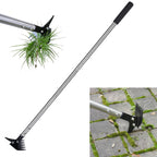 BARAYSTUS Weed Puller 61" Adjustable Long Handle, 2-in-1 Weed Rake & Crack Weeder with Detachable Head, Stainless Steel Weeding Tool for Lawn, Yard, Garden & Sidewalk Cracks, Weed Remover