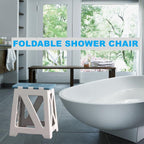 GOYUWEN Foldable Bath Shower Safety Chair Seat Blue, Foldable and Anti-Slip Bench Bathtub Stool for Elderly or Seniors (Foldable ShowerChair 15.7" H Blue Seat Size 12.4" x 8.3“)