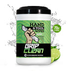 Grip Clean Heavy Duty Hand & Tool Cleaning Wipes – Waterless Hand Cleaner for Mechanics, Garage & Shop Use – Dual-Sided Grease, Oil & Paint Remover Wipes with Citrus Scent - 72ct (6 Pack)