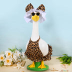 JcHrmers Summer Leopard Goose Outfit Hawaiian Porch Goose Outfits Bikini Lawn Goose Clothes Fits 23" Cement Plastic Goose Statue for Summer Outdoor Garden Yard Patio Art Decor