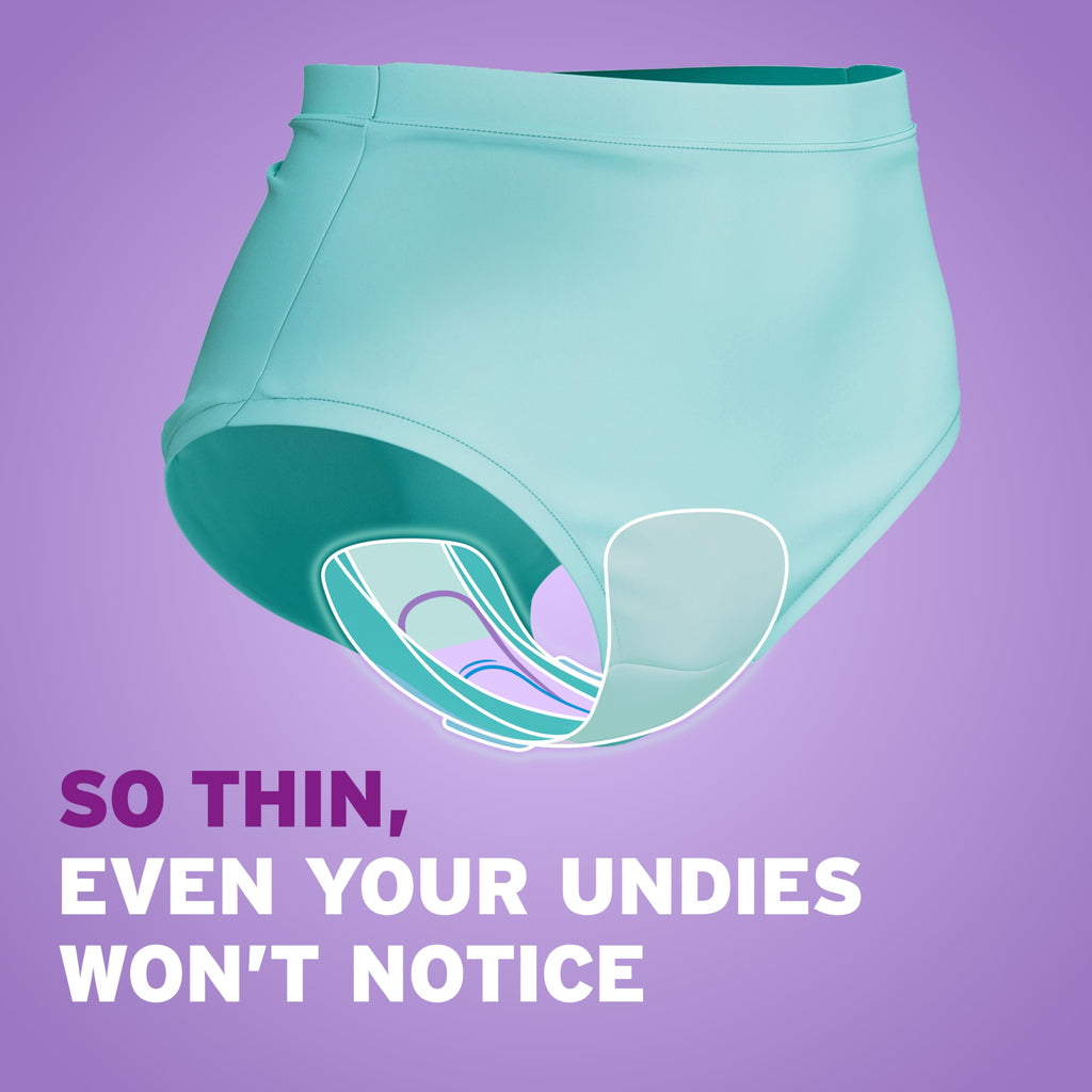 Poise Ultra Thin Incontinence & Postpartum Pads with Wings for Bladder Leaks, 5 Drop Maximum Absorbency, Long Length, 34 Count, Packaging May Vary