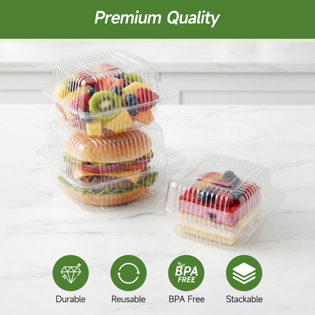 Dealusy 90 Pack Extra Heavy Duty Clear Slice Cake Carriers