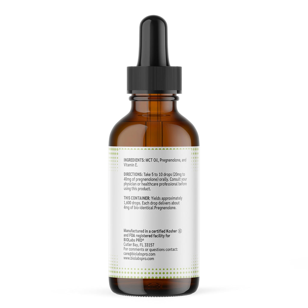 BIOLABS PRO Pregnenolone, Natural Bio-Identical Pregnenolone Oil, Supports Hormone Balance, 2oz Bottle - Six Month Supply