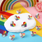 SANNIX 60Pcs Heart Progress Pride Flag Pin, Rainbow Lapel Pins Rainbow