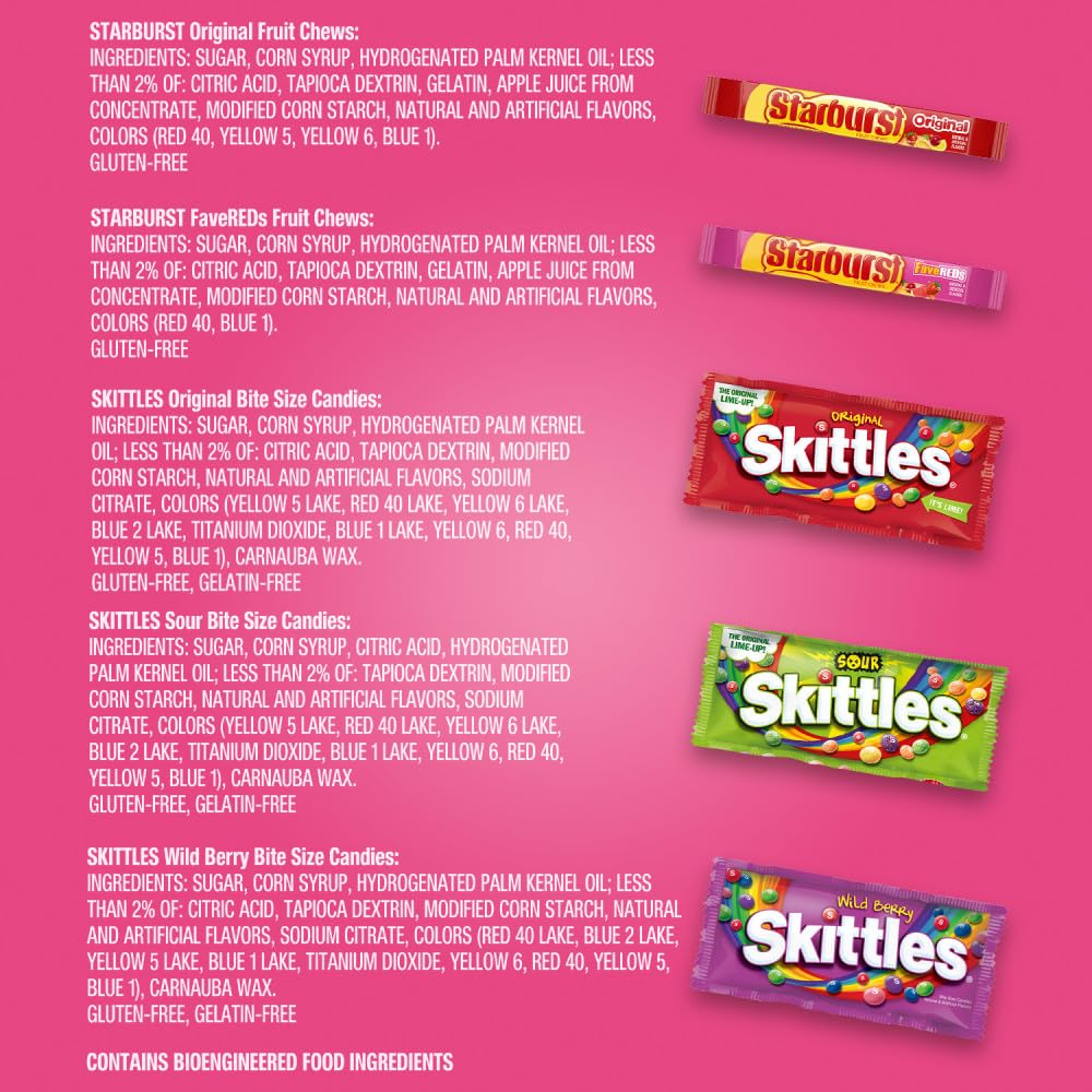 SKITTLES & STARBURST Assorted Candy Variety Pack Bulk Box 18 Count 37.05 oz
