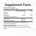 L-Theanine with Magnesium Glycinate, 360 Softgels | L-Theanine 200mg & Magnesium Glycinate 200mg per Serving | 2-in-1 Amino Acid & Mineral Complex | Made with Coconut Oil | Non-GMO, cGMP Manufactured