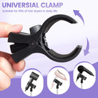BShome Adjustable Hair Dryer Stand, 29-59 Inch Hair Dryer Holder with Tripod and Universal Clip, 360-Degree Rotating Blow Dryer Stand for Bathroom, Vanity, Makeup Room