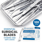 10R Dermaplaning Professional Kit Includes:10R Dermaplaning Scalpel Blades (100 Pack), Scalpel Handle No. 3, Scalpel Blade Remover, Hemostat Forceps