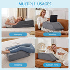 MEGCXIT Leg Pillow Elevation Blood Circulation, Leg Wedge for Elevation for Swelling, Leg Elevating Pillow for After Surgery, Memory Foam Foot Knee Pillow for Back Sleeping 24×22×8 Inch Short Plush
