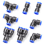 TAILONZ 1/4" Push to Connect Fitting Splitters+Elbows+Tees+Straight 8Pcs