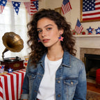 NLCAC USA Earrings Beaded American Flag Earrings USA Star Ice Cream Drop Dangle Earrings 4th of July Gifts for Women Star