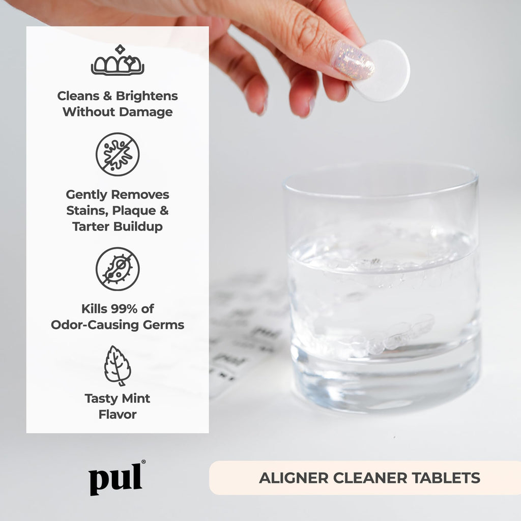 PUL Retainer Cleaner Tablets - Aligner Cleaner for Invisalign and Clear Aligners, Daily Retainer Cleaning Tablets and Denture Cleaner Tablets - Removes Odor, Stains and Plaque - 96 Day Supply
