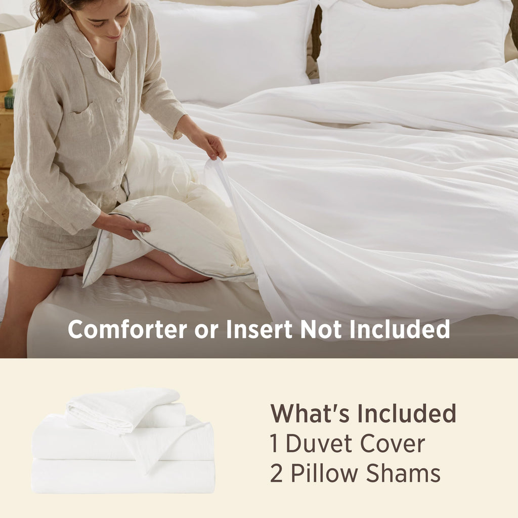 Bedsure Prewashed Duvet Cover Queen, Bedding Set with Zipper Closure, White