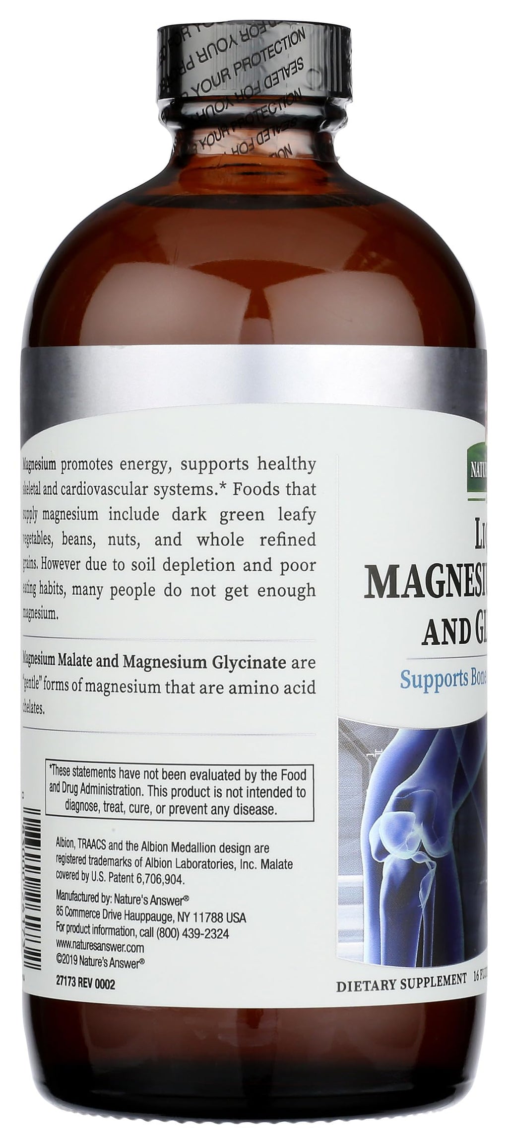Nature's Answer Liquid Magnesium Malate and Glycinate | Supports Healthy Bone & Muscle Function | Promotes Healthy Cardiovascular Function | Gluten-Free & Vegan 16oz