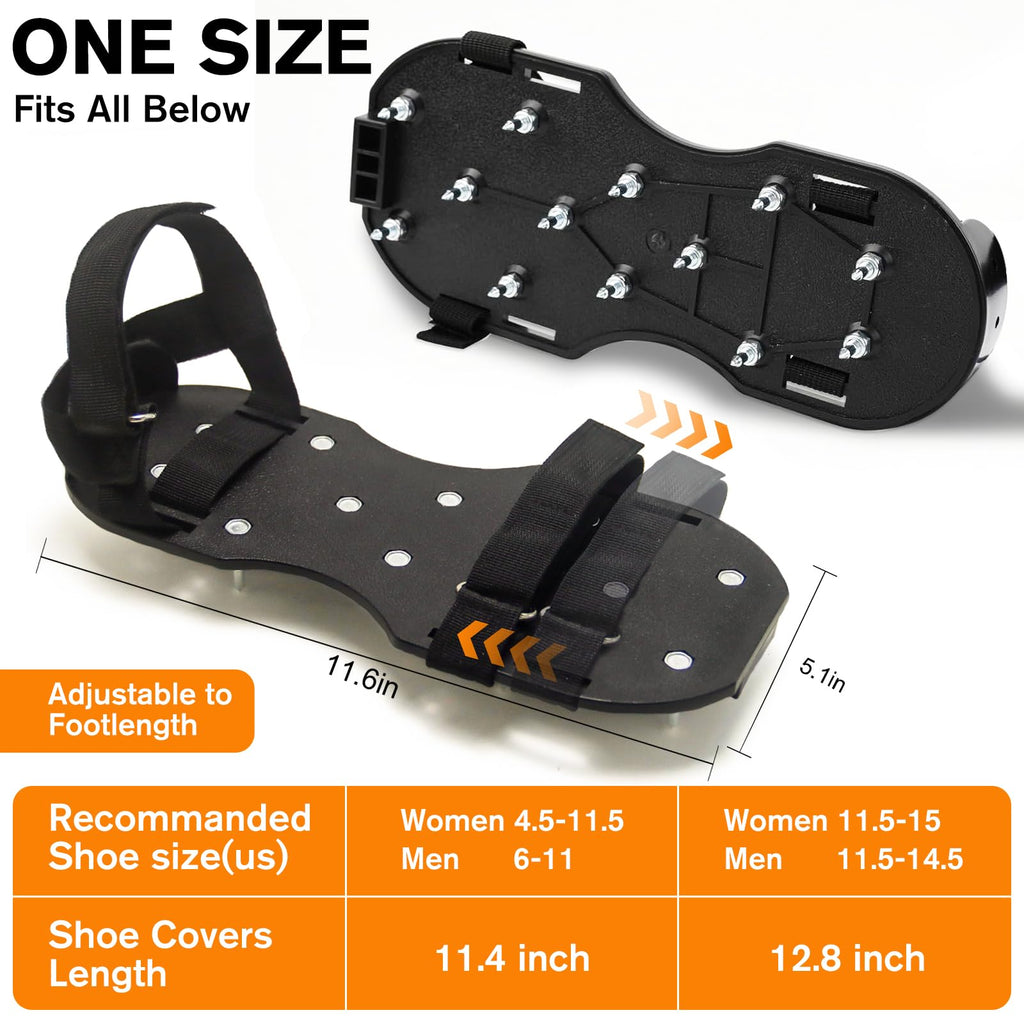 FIETODK Epoxy Floor Spiked Shoes Fully Assembled Gunite Spiked Shoes with 3/4" Short Spikes with Adjustable Straps for Garage Floor Epoxy, Overlays, Cover Installation, 2 Pairs (Black)